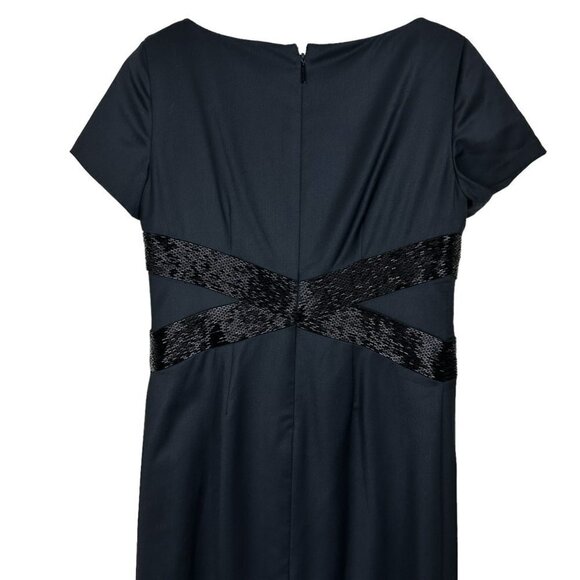 Ann Klein Black Sequioned Stretch Business Dress 4 - Picture 9 of 12